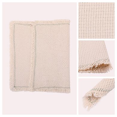Rustic Placemats Set of 4 Cotton Blend Mats with Tassel for Dining Table Decor 15.7x11.8 Inch