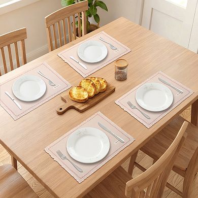 Rustic Placemats Set of 4 Cotton Blend Mats with Tassel for Dining Table Decor 15.7x11.8 Inch