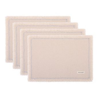 Rustic Placemats Set of 4 Cotton Blend Mats with Tassel for Dining Table Decor 15.7x11.8 Inch