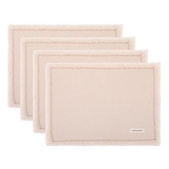 Rustic Placemats Set of 4 Cotton Blend Mats with Tassel for Dining Table Decor 15.7x11.8 Inch