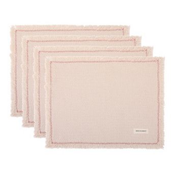 Rustic Placemats Set of 4 Cotton Blend Mats with Tassel for Dining Table Decor 15.7x11.8 Inch