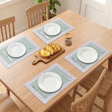 Set of 4 Rustic Rectangle Woven Placemats for Table Decor Washable Kitchen Table Mat 17.7x11.8 Inch