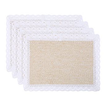 Set of 4 Rustic Rectangle Woven Placemats for Table Decor Washable Kitchen Table Mat 17.7x11.8 Inch