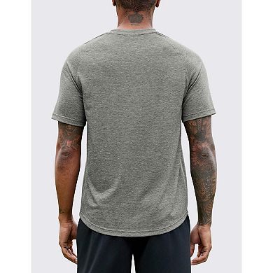 PINSPARK Men's 3 Pack Quick Dry Workout Shirts Moisture Wicking Short Sleeve Athletic Gym Tees