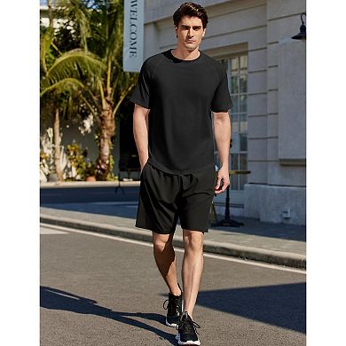 PINSPARK Men's 3 Pack Quick Dry Workout Shirts Moisture Wicking Short Sleeve Athletic Gym Tees