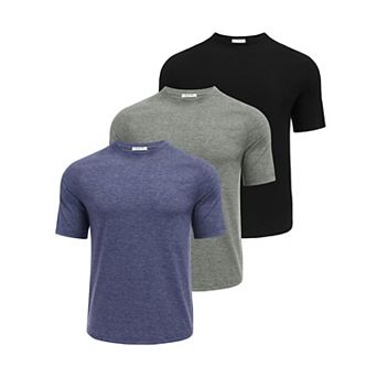 PINSPARK Men's 3 Pack Quick Dry Workout Shirts Moisture Wicking Short Sleeve Athletic Gym Tees