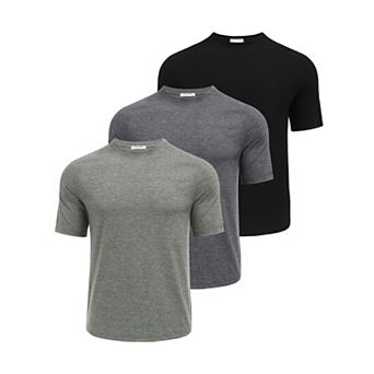 PINSPARK Men's 3 Pack Quick Dry Workout Shirts Moisture Wicking Short Sleeve Athletic Gym Tees