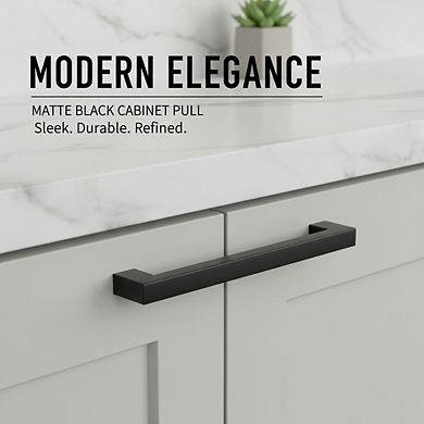 Matte Black Square Cabinet Pulls 5 Inch, 30 Pack for Kitchen Drawer Hardware