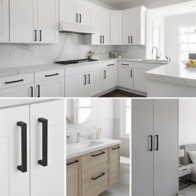Matte Black Square Cabinet Pulls 5 Inch, 30 Pack for Kitchen Drawer Hardware