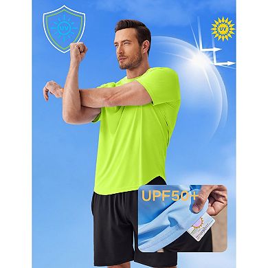 PINSPARK Men's 2 Pack UPF50+ Short Sleeve Rash Guard Swim Surf Quick Dry Athletic Shirt