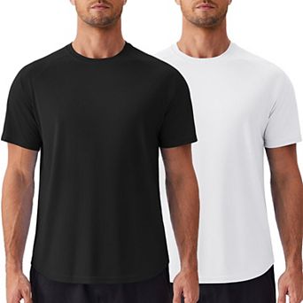 PINSPARK Men's 2 Pack UPF50+ Short Sleeve Rash Guard Swim Surf Quick Dry Athletic Shirt