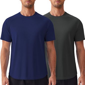 PINSPARK Men's 2 Pack UPF50+ Short Sleeve Rash Guard Swim Surf Quick Dry Athletic Shirt