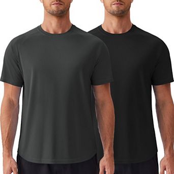PINSPARK Men's 2 Pack UPF50+ Short Sleeve Rash Guard Swim Surf Quick Dry Athletic Shirt