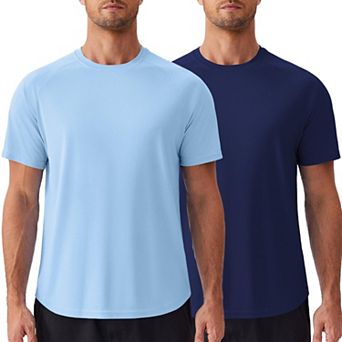 PINSPARK Men's 2 Pack UPF50+ Short Sleeve Rash Guard Swim Surf Quick Dry Athletic Shirt