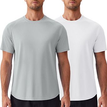 PINSPARK Men's 2 Pack UPF50+ Short Sleeve Rash Guard Swim Surf Quick Dry Athletic Shirt