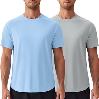 PINSPARK Men's 2 Pack UPF50+ Short Sleeve Rash Guard Swim Surf Quick Dry Athletic Shirt
