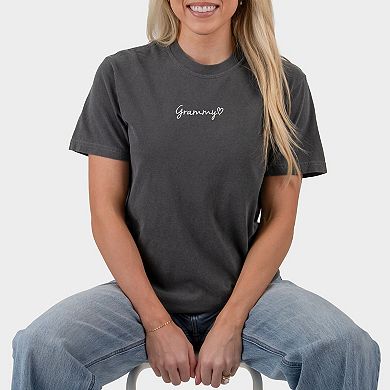 Embroidered Grammy Heart - Women's Garment Dyed Graphic T-Shirt