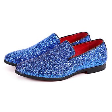 Men's Formal Glitter Dress Loafers Slip-On Pointed Toe Shoes