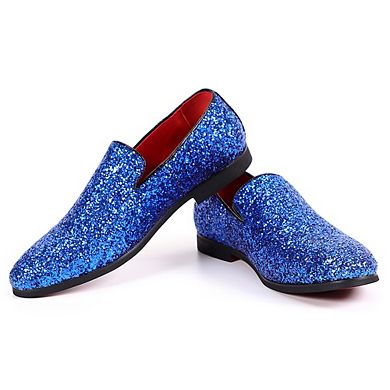 Men's Formal Glitter Dress Loafers Slip-On Pointed Toe Shoes