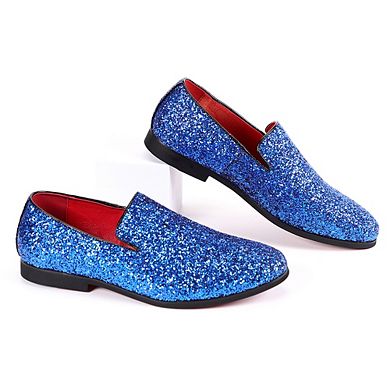 Men's Formal Glitter Dress Loafers Slip-On Pointed Toe Shoes