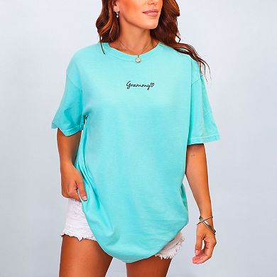 Embroidered Grammy Heart - Women's Garment Dyed Graphic T-Shirt