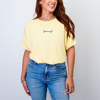 Embroidered Grammy Heart - Women's Garment Dyed Graphic T-Shirt