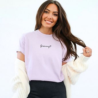 Embroidered Grammy Heart - Women's Garment Dyed Graphic T-Shirt