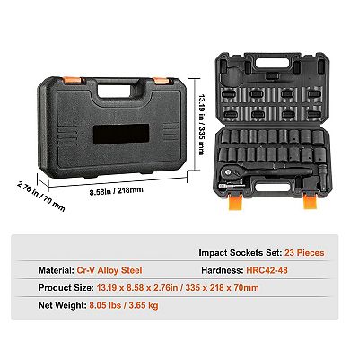 Drive Impact Socket Set 23-Piece for Garage and Workshop Projects