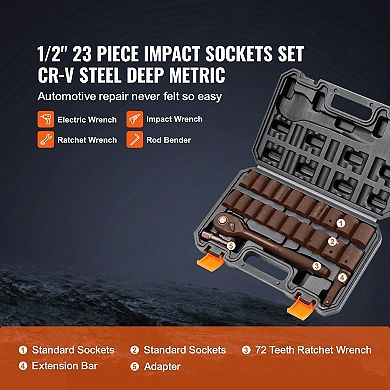 Drive Impact Socket Set 23-Piece for Garage and Workshop Projects