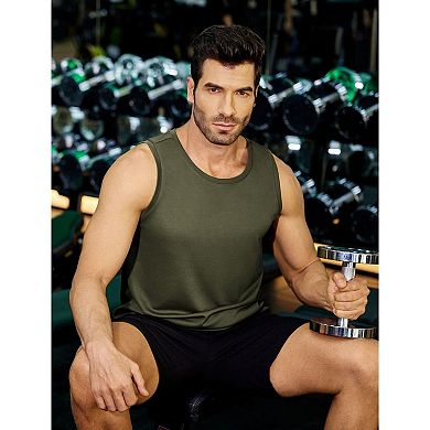 PINSPARK Men's 3 Pack Quick Dry Workout Tank Tops Sleeveless Gym Muscle Shirts