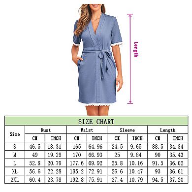 Womens Lace Trim Square Neck Ruched Short Sleeve Button Nightgown One Piece Pajamas Sleep Dresses