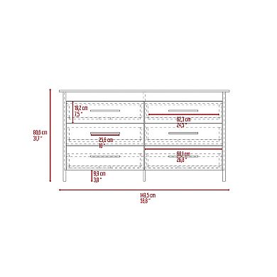 Hms 6 Drawer Double Dresser, Four Legs, Superior Top