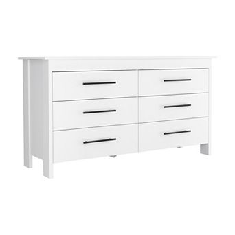 Hms 6 Drawer Double Dresser, Four Legs, Superior Top