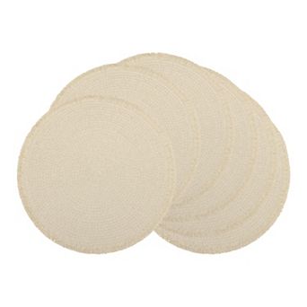 Farmhouse Placemats Set of 6 Woven Mats with Tassel for Dining Table Decor Washable Mat 15x15 Inch