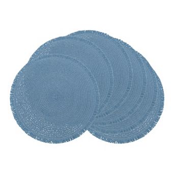 Farmhouse Placemats Set of 6 Woven Mats with Tassel for Dining Table Decor Washable Mat 15x15 Inch