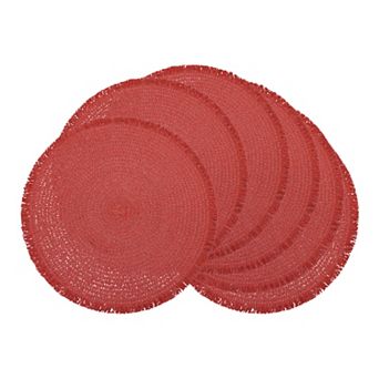 Farmhouse Placemats Set of 6 Woven Mats with Tassel for Dining Table Decor Washable Mat 15x15 Inch