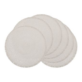 Farmhouse Placemats Set of 6 Woven Mats with Tassel for Dining Table Decor Washable Mat 15x15 Inch