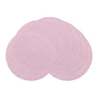 Farmhouse Placemats Set of 6 Woven Mats with Tassel for Dining Table Decor Washable Mat 15x15 Inch