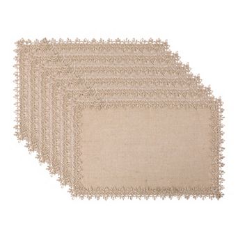 Farmhouse Placemats Set of 6 Jute Placemats for Dining Table Decor Indoor Outdoor 17.7x11.8 Inch