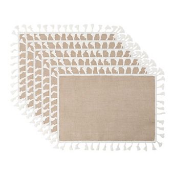Farmhouse Placemats Set of 6 Jute Placemats for Dining Table Decor Indoor Outdoor 17.7x11.8 Inch