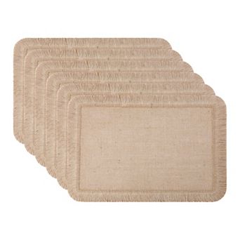 Farmhouse Placemats Set of 6 Jute Placemats for Dining Table Decor Indoor Outdoor 17.7x11.8 Inch
