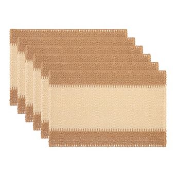Farmhouse Placemats Set of 6 Woven Paper Cotton Mats for Dining Table Wipe Clean 17.7x11.8 Inch