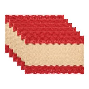Farmhouse Placemats Set of 6 Woven Paper Cotton Mats for Dining Table Wipe Clean 17.7x11.8 Inch