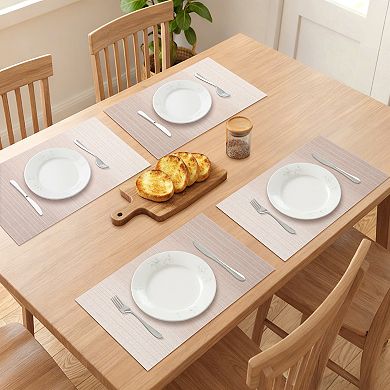 Set of 6 Rectangle Placemats for Table Washable Heat Resistant Wipeable Table Mat 17.7x11.8 Inch
