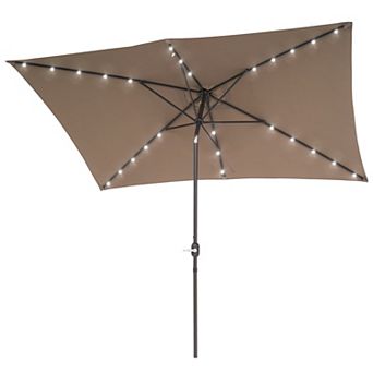 Sonkuki 10×6.5ft LED Rectangular Outdoor Patio Market Umbrella for Deck, Garden and Poolside
