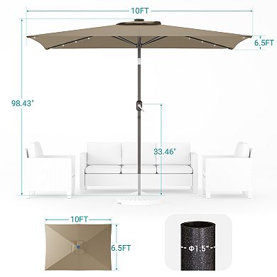 Sonkuki 10×6.5ft LED Rectangular Outdoor Patio Market Umbrella for Deck, Garden and Poolside