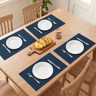 Set of 4 Rustic Cotton Placemats for Dining Table Decor Washable Kitchen Table Mat 18.1x11.8 Inch