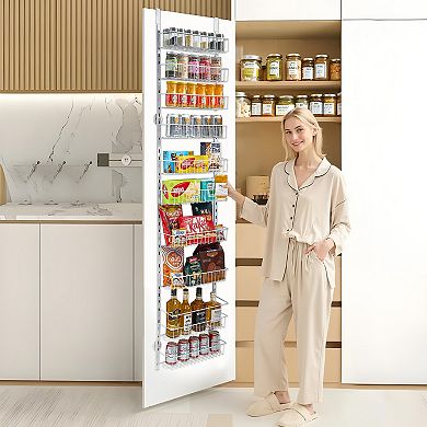 VEVOR Over Door Pantry Organizer 10 Tier Adjustable Spice Rack Storage Shelf White