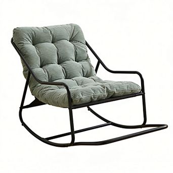 Outdoor Rocking Chair with Soft Thick Cushion - Comfy Seat for Living Room, Bedroom & Reading Nook,