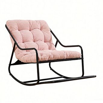 Outdoor Rocking Chair with Soft Thick Cushion - Comfy Seat for Living Room, Bedroom & Reading Nook,